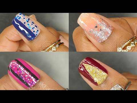 beautiful glitter nail art 🎇 #compilation #nailart #easynailartforbeginners #diwalispecial #nails