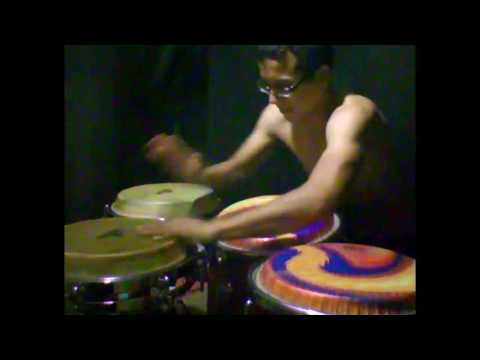 PRACTICING DOUBLE STROKE ROLL ON FOUR CONGAS