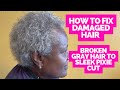 How to fix damaged hair from broken gray hair to sleek pixie |Her Hair Transformation After Breakage