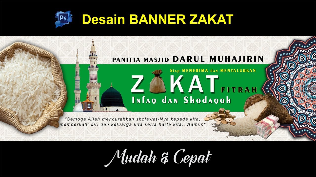 Cara Desain  Spanduk  Zakat di  Photoshop  Ramadhan Banner 