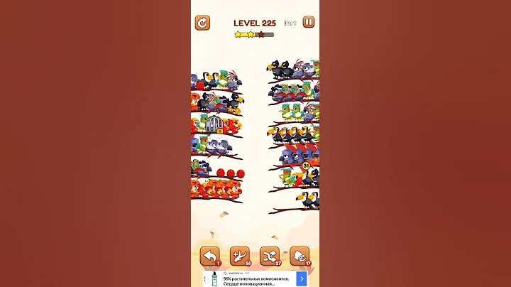 BIRD SORT 2 #color #puzzle #level 225 #colour #gaming #viral #trending #shorts #solution #birdsort