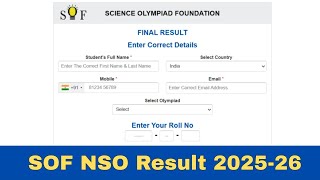 SOF NSO Result 2025-26: Download Level 1 Scorecard PDF at sofworld.org