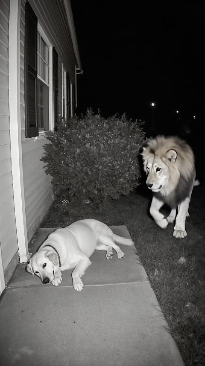 Mysterious Act Captured on Camera: Lion and Dog #ghost #cctv