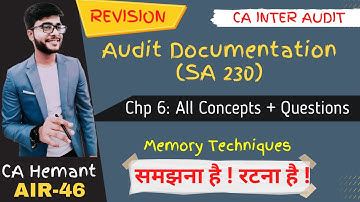 CA Inter Audit Chapter 6 Revision | Audit Documentation SA 230