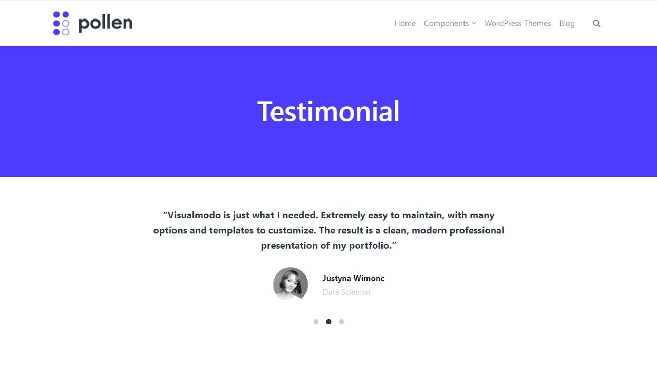 Update Testimonial Component Usage Guide - Pollen WordPress Plugin Free WPBakery Addons
