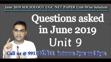 UGC NET SOCIOLOGY JUNE 2019 QUESTIONS UNIT 9