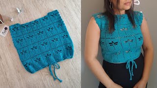 Cropped de Crochê Libélula com Paty Crochê oficial 