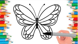 drawing easy butterfly step by step for kids, kids educational video,how to draw a butterfly