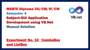 EXP NO  10 ComboBox and ListBox | MSBTE Diploma Sem. 4 | GUI APPLICATION DEVELOPMENT USING VB.NET