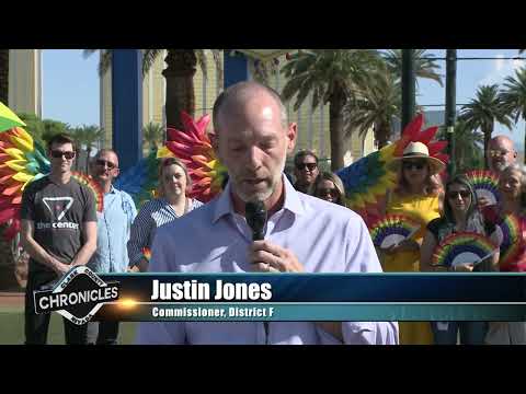 Pride Month Celebration at the Welcome to LV Sign