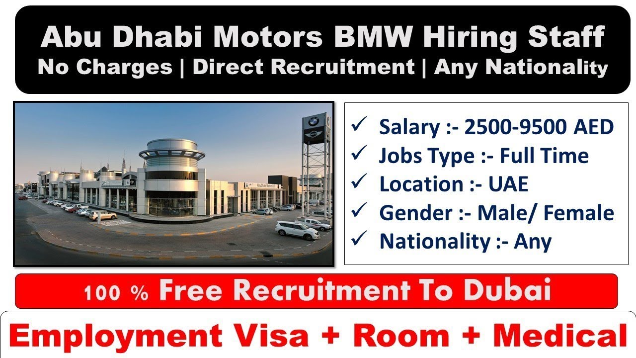 Abu Dhabi Motors BMW Group Jobs In UAE With Visa 2024 #jobsindubai # ...