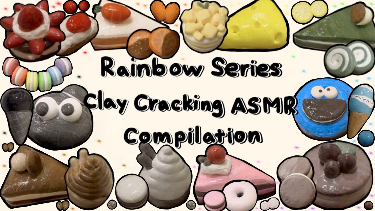 🌈Rainbow Series Clay Cracking  ASMR Compilation - 레인보우 시리즈 점토부수기 모음🌈