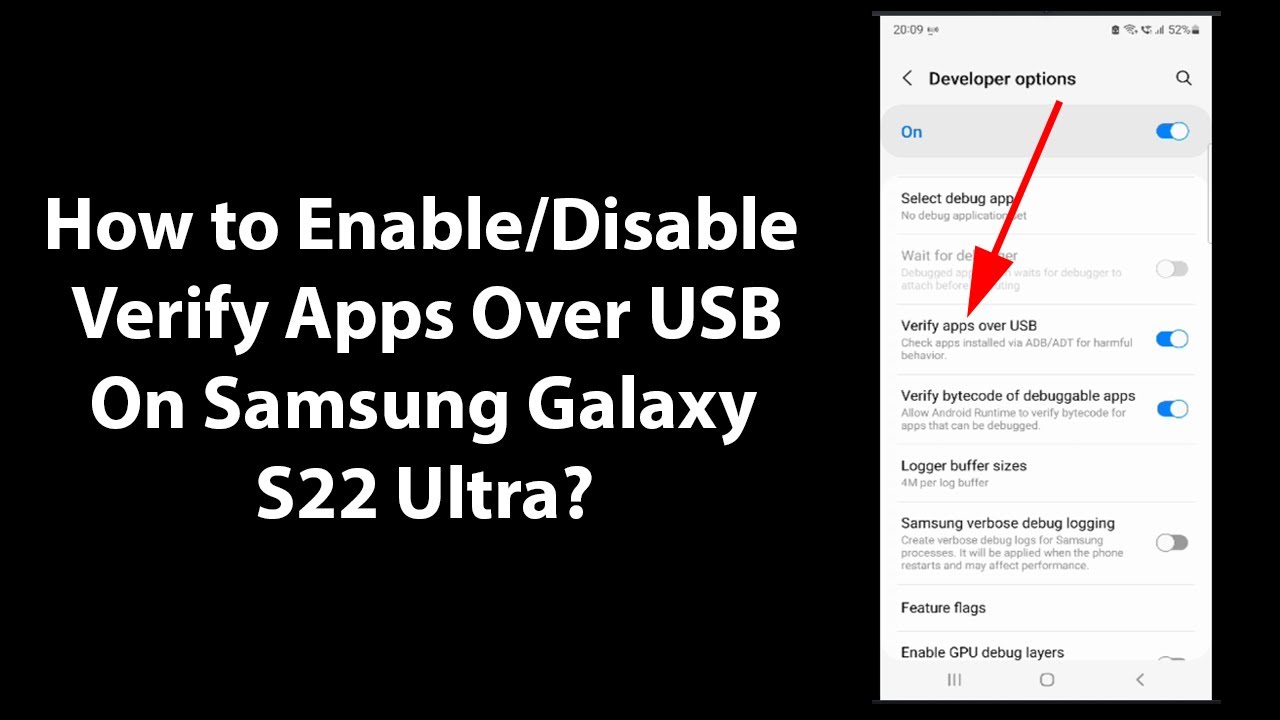 Android Setting Screen Options Verify Apps Over Usb How to Enable/Disable Verify Apps Over USB On Samsung Galaxy S22 Ultra ...