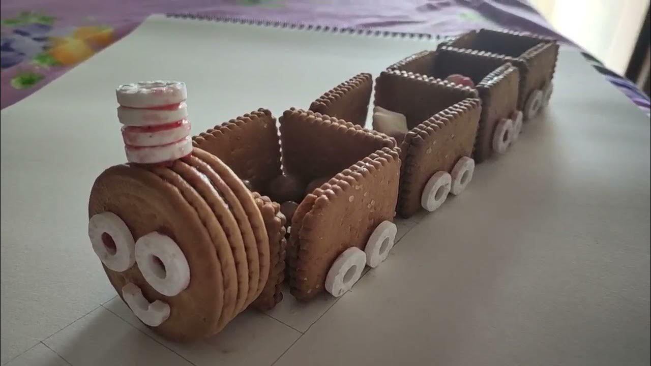 How to make BISCUITS TRAIN How to make GOODS TRAIN with biscuits