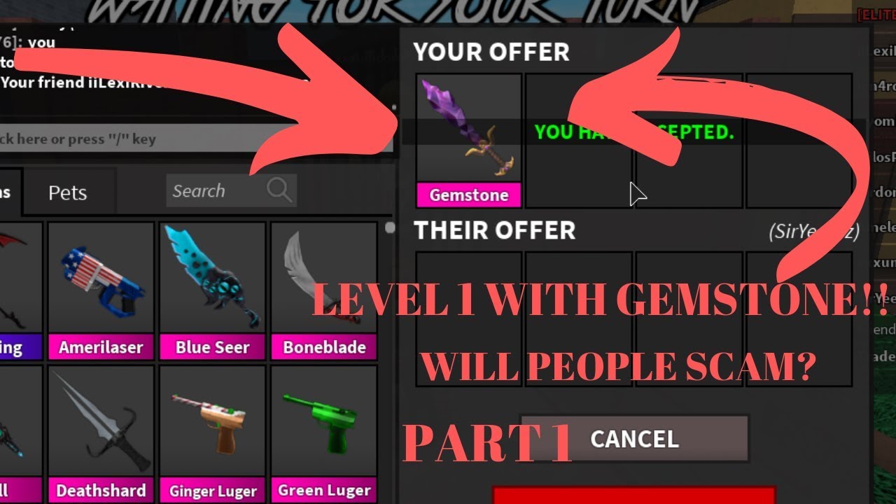 This Is How I Got Scammed On Mm2 For My Chroma Ginger Blade - omg godly gemstone unbox attempt roblox murder mystery 2