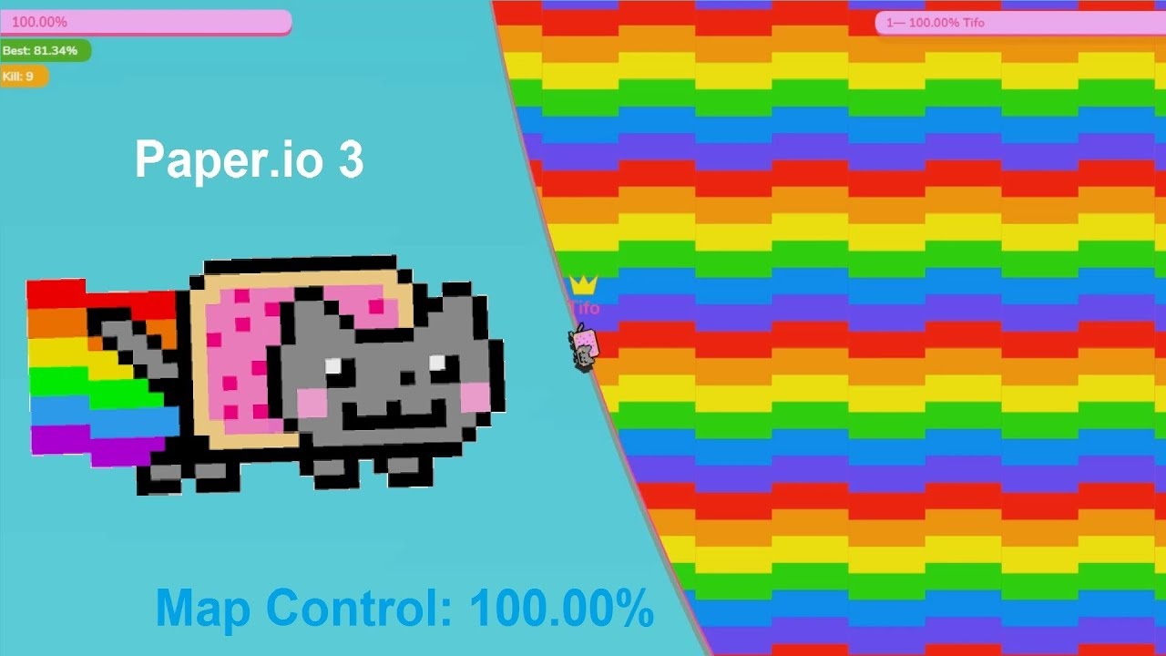 Paper.io 3 Map Control: 100%