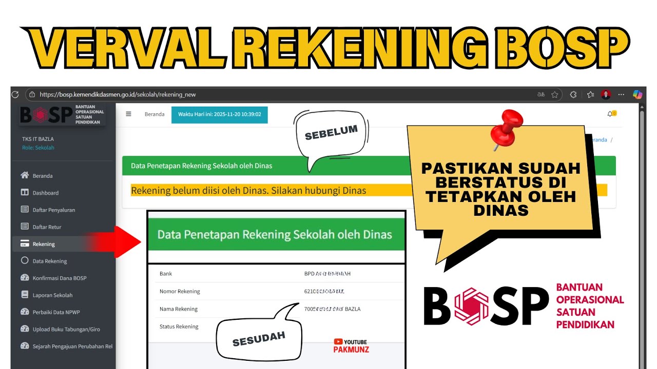 Persiapan Penyaluran BOSP TA 2026 - Verval Rekening BOSP