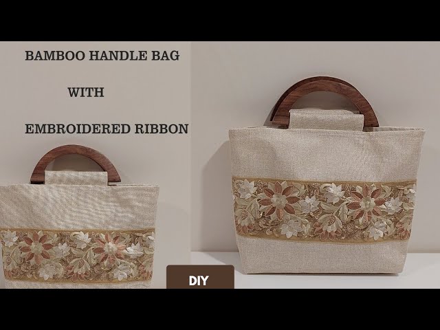 How To Make Bamboo Handle Bag Using Embroidered Lace - YouTube