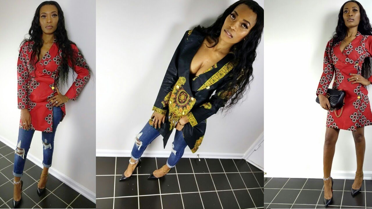 african print blazer dress