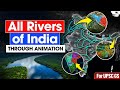 Learn All Rivers of India through 3D Animation  Drainage &amp; Catchment  UPSC IAS &amp; Competitive Exams
