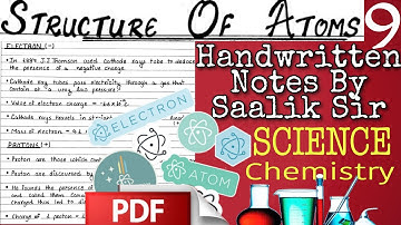 Structure of The Atom Handwritten Notes pdf class 9th Science Handwritten Notes Chapter-4 Chemistry