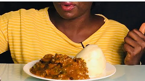 ASMR FUFU AND OGBONO SOUP (SEMO) Uncut MUKBANG 🥰🥰🥰🥰