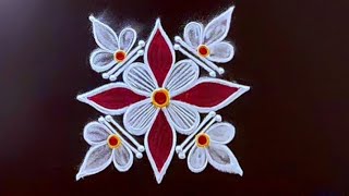 4 Simple and easy rangoli designs ❤️ pandaga muggulu Trending Dasara/vijayadasami/Diwali rangoli 