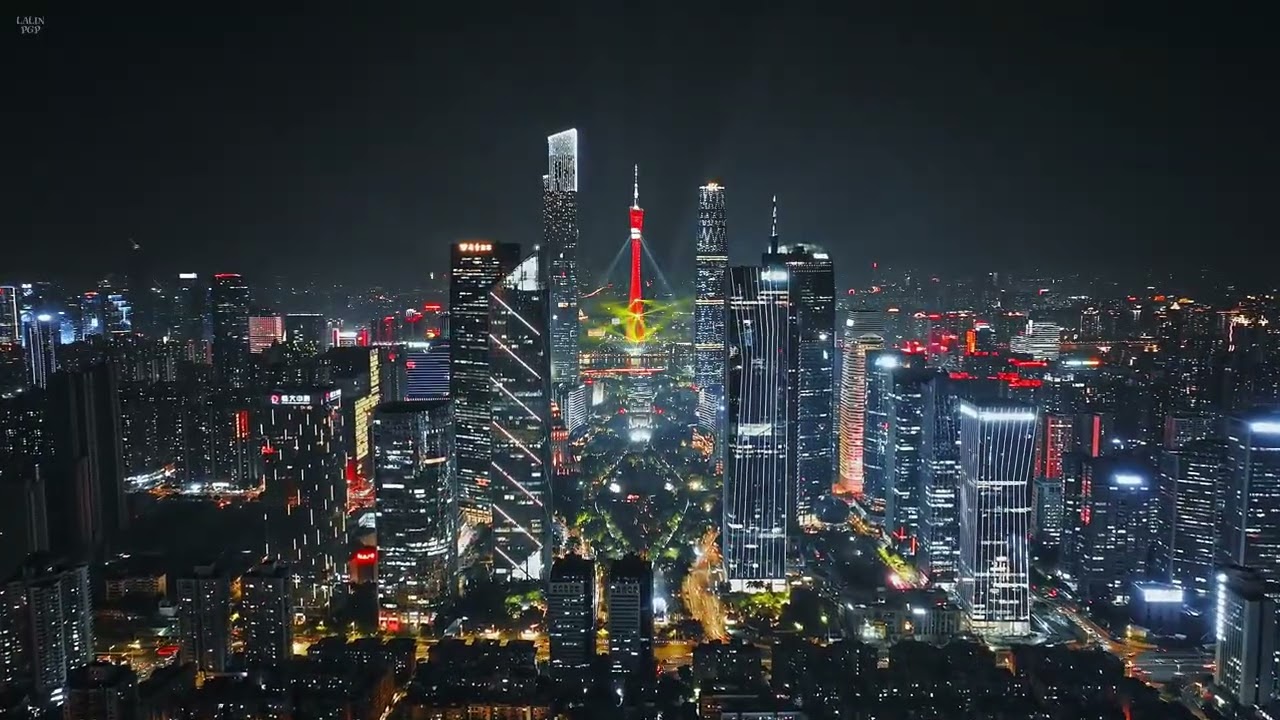 An Aerial View of futuristic Guangzhou City, China