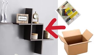 how to make cardboard wall shelve// cardboard wall decor || home wall decorating ideas || cardboard