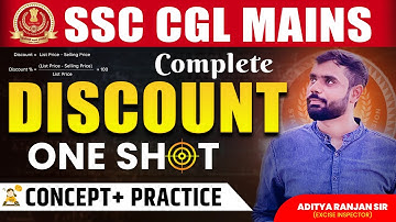 🔴COMPLETE DISCOUNT ONE SHOT VIDEO | SSC CGL MAINS Maths | Concept + Practice🔥| Aditya sir