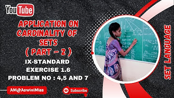Set Language -Application on cardinality of sets|9th std|Ex:1.6|Problems 4,5&7|Explanation in Tamil