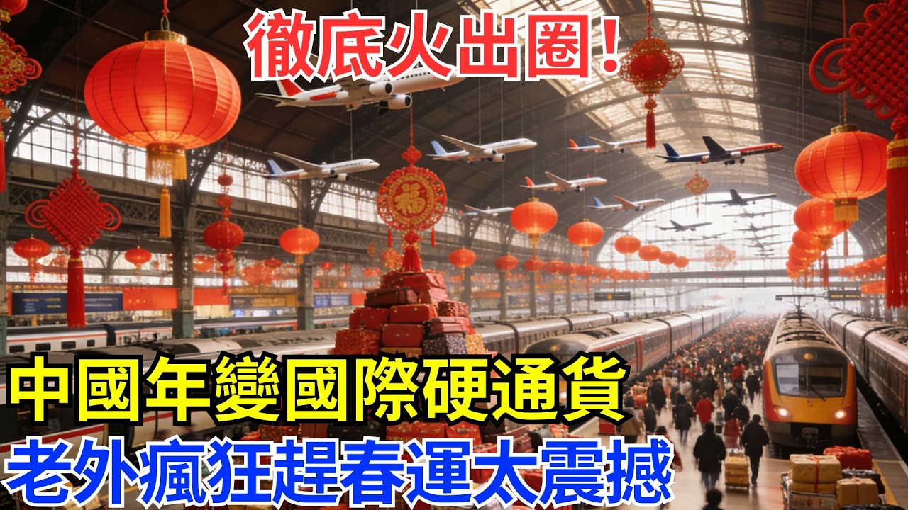 炸了！美國媒體驚嘆：中國年竟成全球潮人硬通貨，老外擠爆春運只為赴華過年#基建 #科技 #科普 #奇跡 #世界奇跡 #基建狂魔