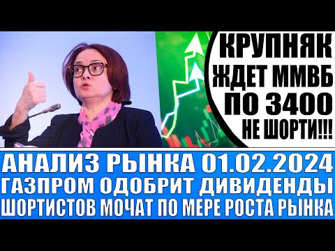 Анализ рынка 01.02 / Воротилы рынка ждут Ммвб по 3400 Газпром одобрит дивиденды Зарабатываем прибыль