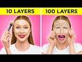 100 LAYERS CHALLENGE || 1000 Coats of Nails, Lipstick, Makeup! DARE GAME By 123 GO! TRENDS