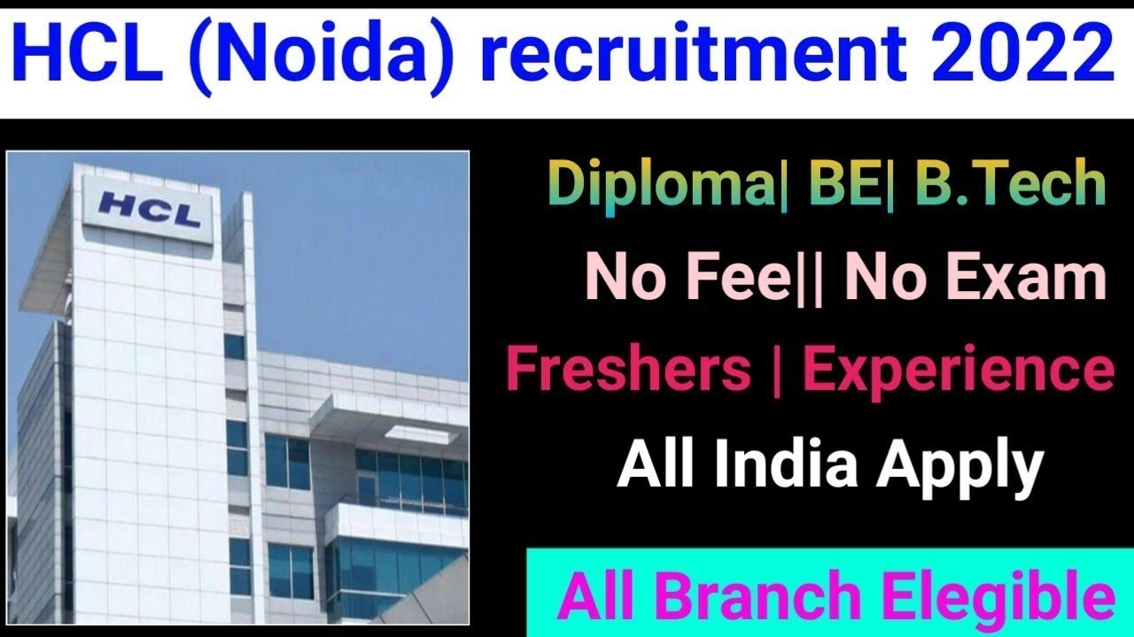 HCL Technology recruitment for freshers/diploma jobs/Graduate jobs/smart Jobs/private job/noida