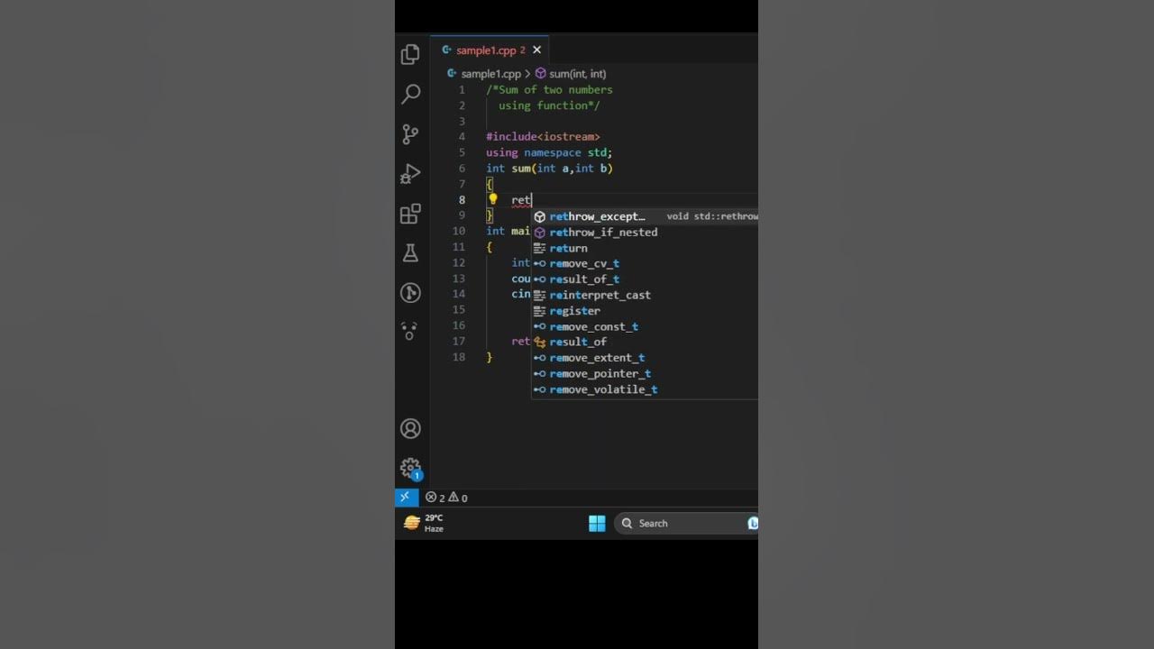 sum of two integers using function in C++ || integer integer || add the ...