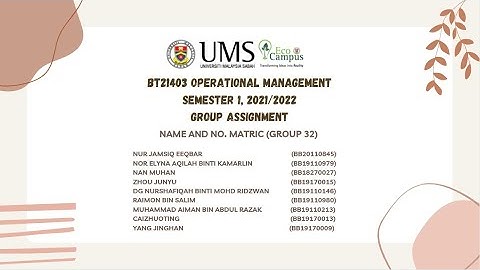 GROUP VIDEO ASSIGNMENT OPERATIONAL MANAGEMENT