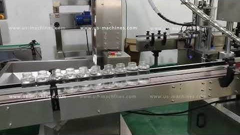 Automatic cap loading feeding bottle high speed capping machine testing video