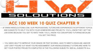 ACC 100 WEEK 10 QUIZ CHAPTER 9