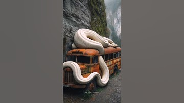 Rare discovery of python circling a bus in the Amazon forest #python #jungle #rare #bus #truck