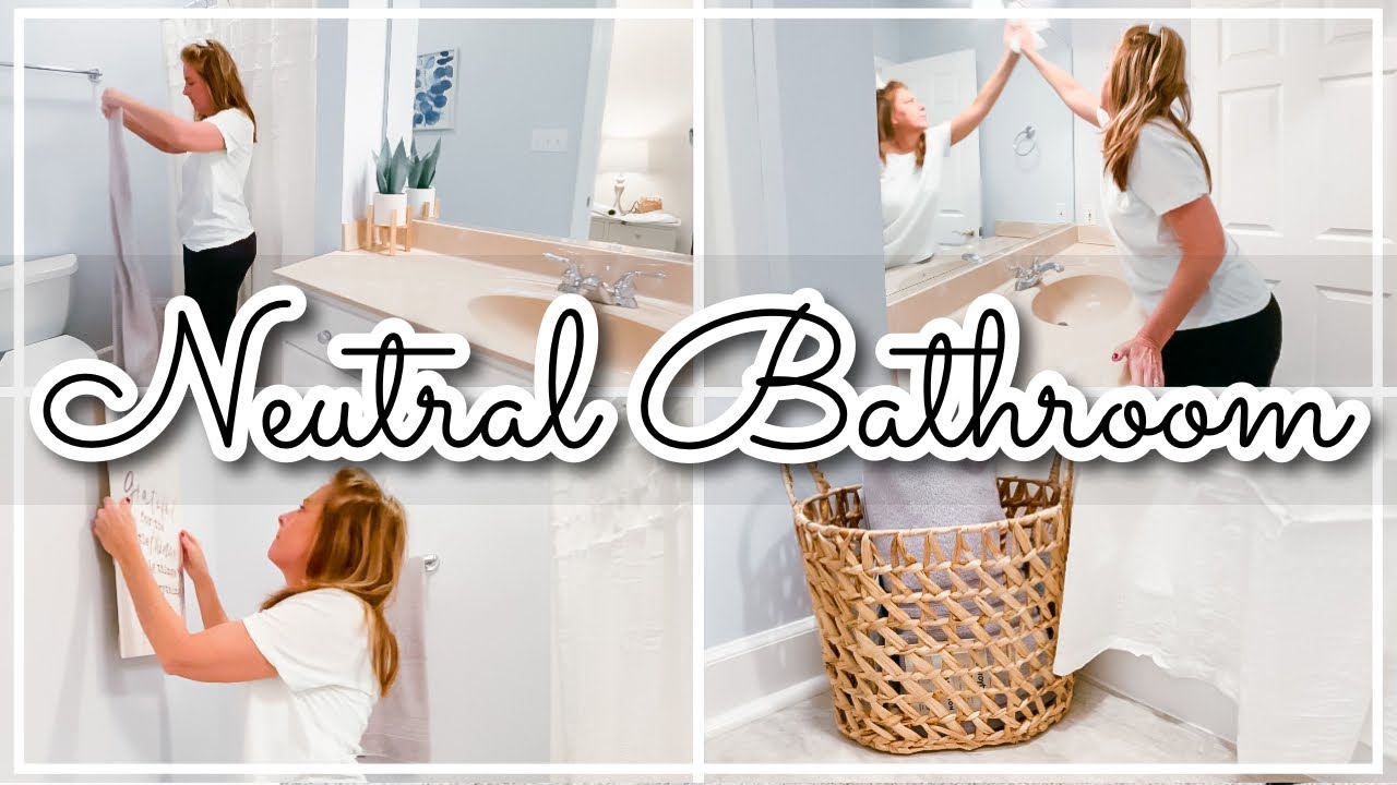 💗 NEUTRAL BATHROOM CLEAN AND DECORATE Neutral Decor + RESTOCKING