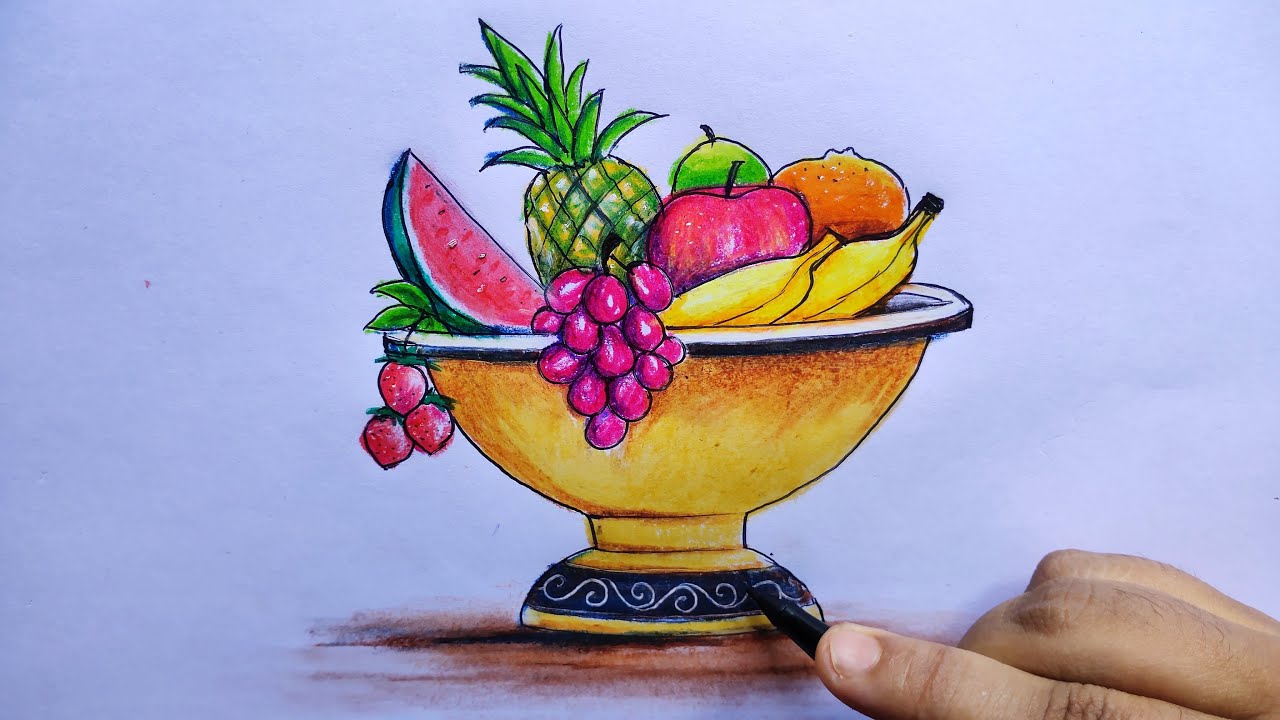Fruits Basket Drawing How to Draw Fruit Basket Easy Step by Step