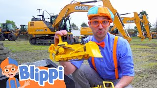 blippi learns about diggers construction vehicles for kids educational videos for toddlers