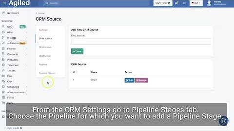How to add Pipeline Stages in Agiled CRM