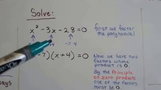 Algebra II  5.7, Factoring and the Principle of Zero Products