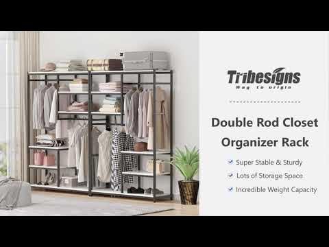 Tribesigns Double Rod Free standing Closet Organizer, White