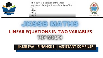 Linear Equations in Two Variables mcq