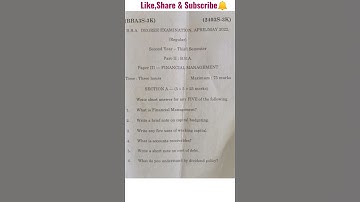 Financial Management real question paper *BBA 3rd sem question paper*ANU* #degree #semester3 #sem3