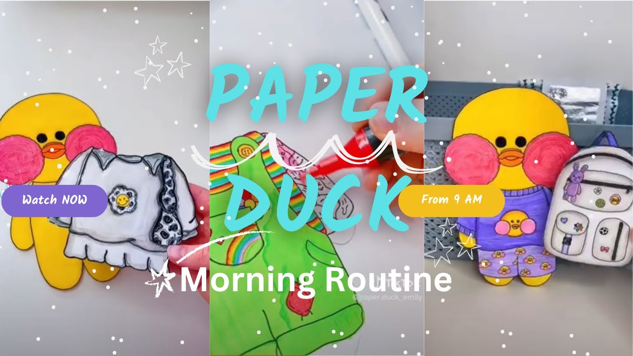 Pip's morning routine!🐥💕 #paperduck #papercrafts #cardboardcrafts #D