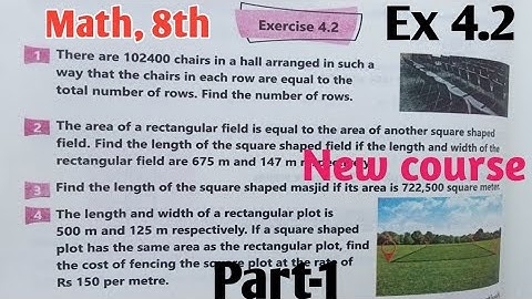 Exercise 4.2 Class 8 Maths New course 2022| Ex 4.2 unit 4 Square Root New course 2022 kpktb, PTB p-1